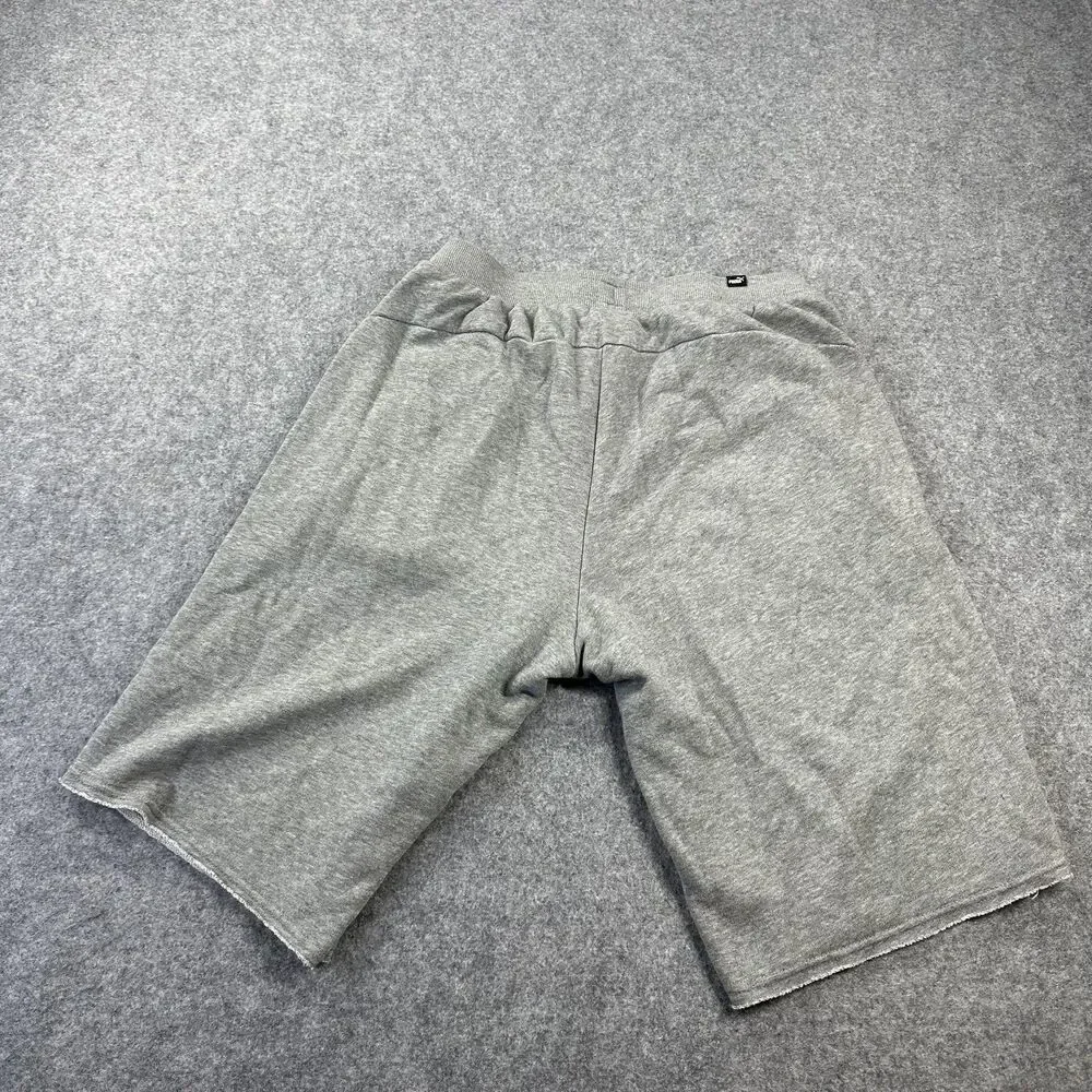 Puma Sweat Shorts Mens Medium Gray 12 Inseam French Terry Elastic Waist Athletic